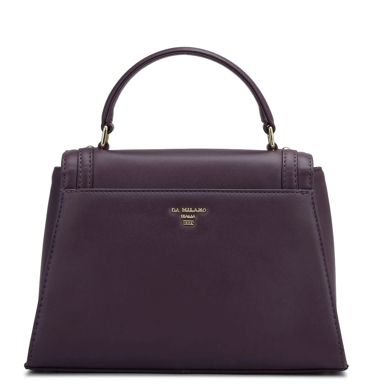 Small Plain Leather Satchel - Grapevine