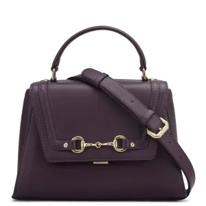 Small Plain Leather Satchel - Grapevine