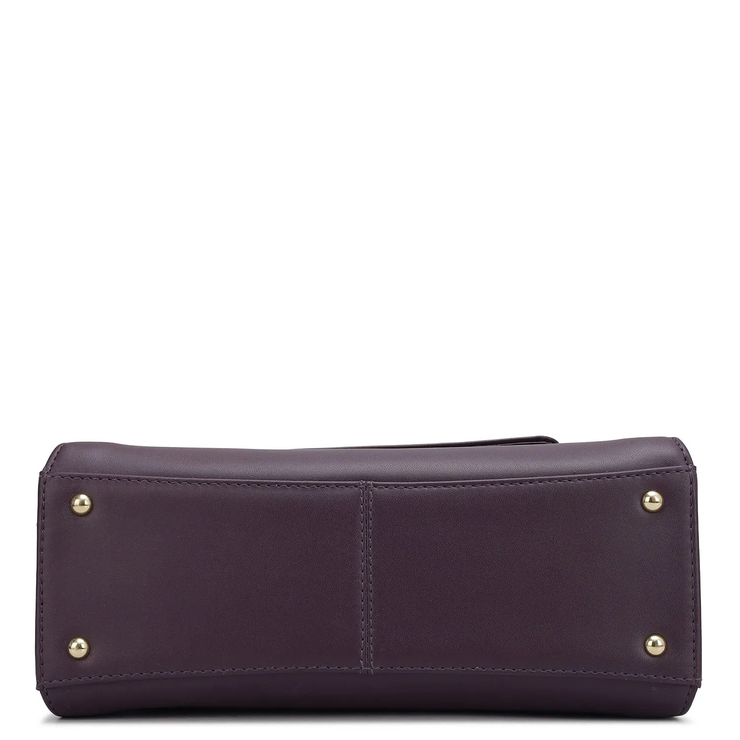 Small Plain Leather Satchel - Grapevine