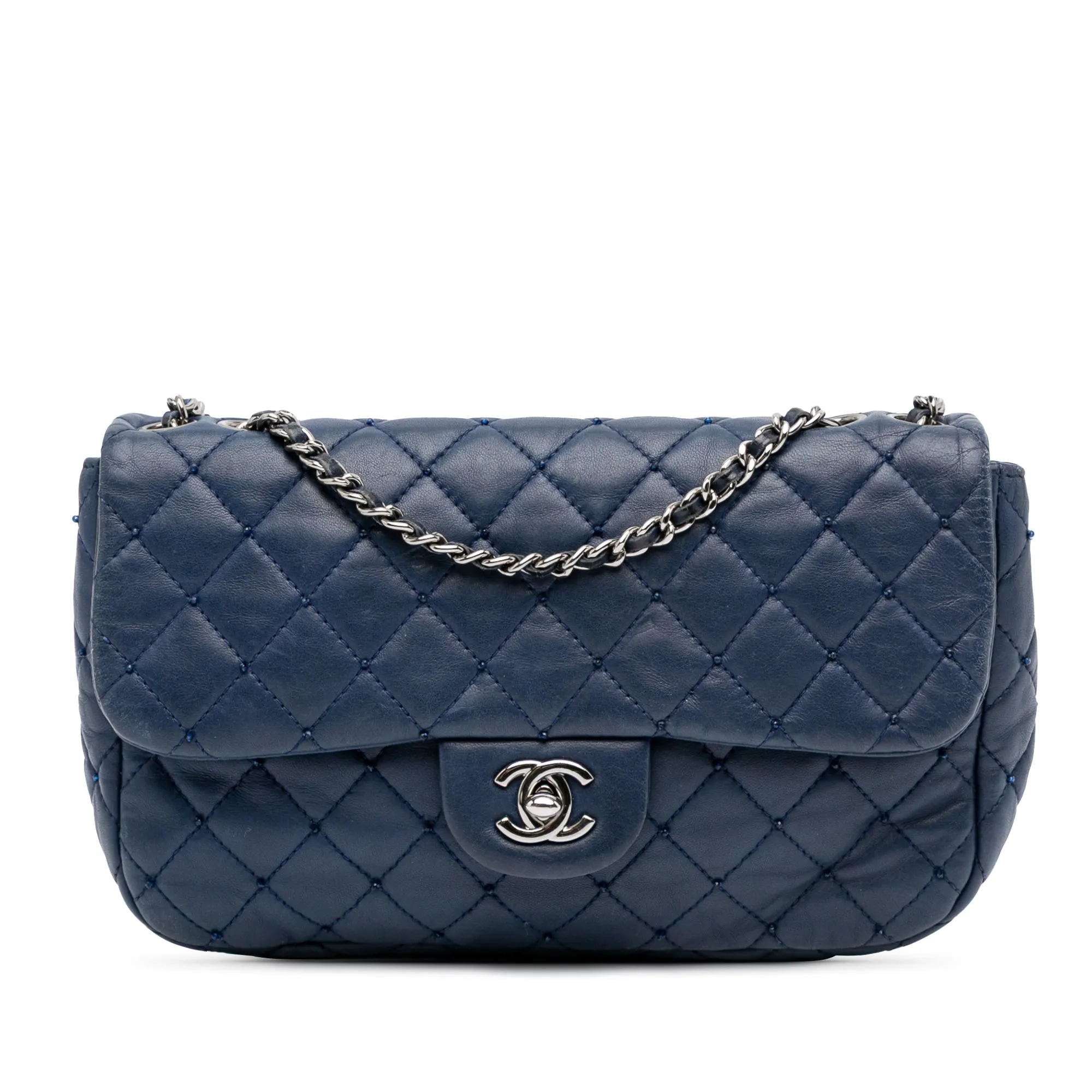 Small Quilted Lambskin Beaded Single Flap