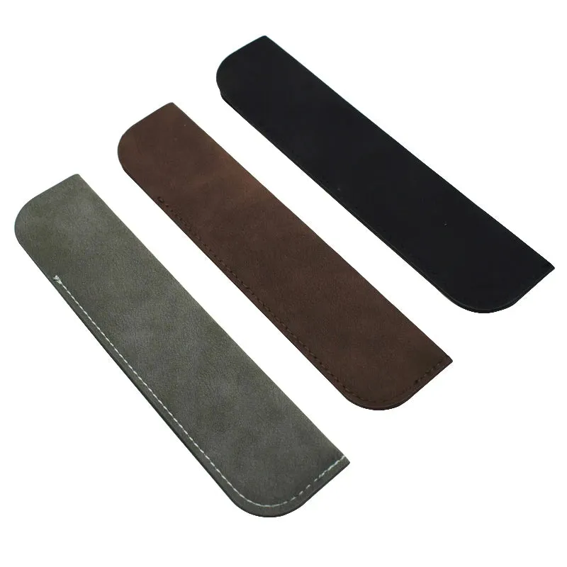 Soft PU Leather Pencil Case - Single Pen Holder, Stationery Storage for Office and School