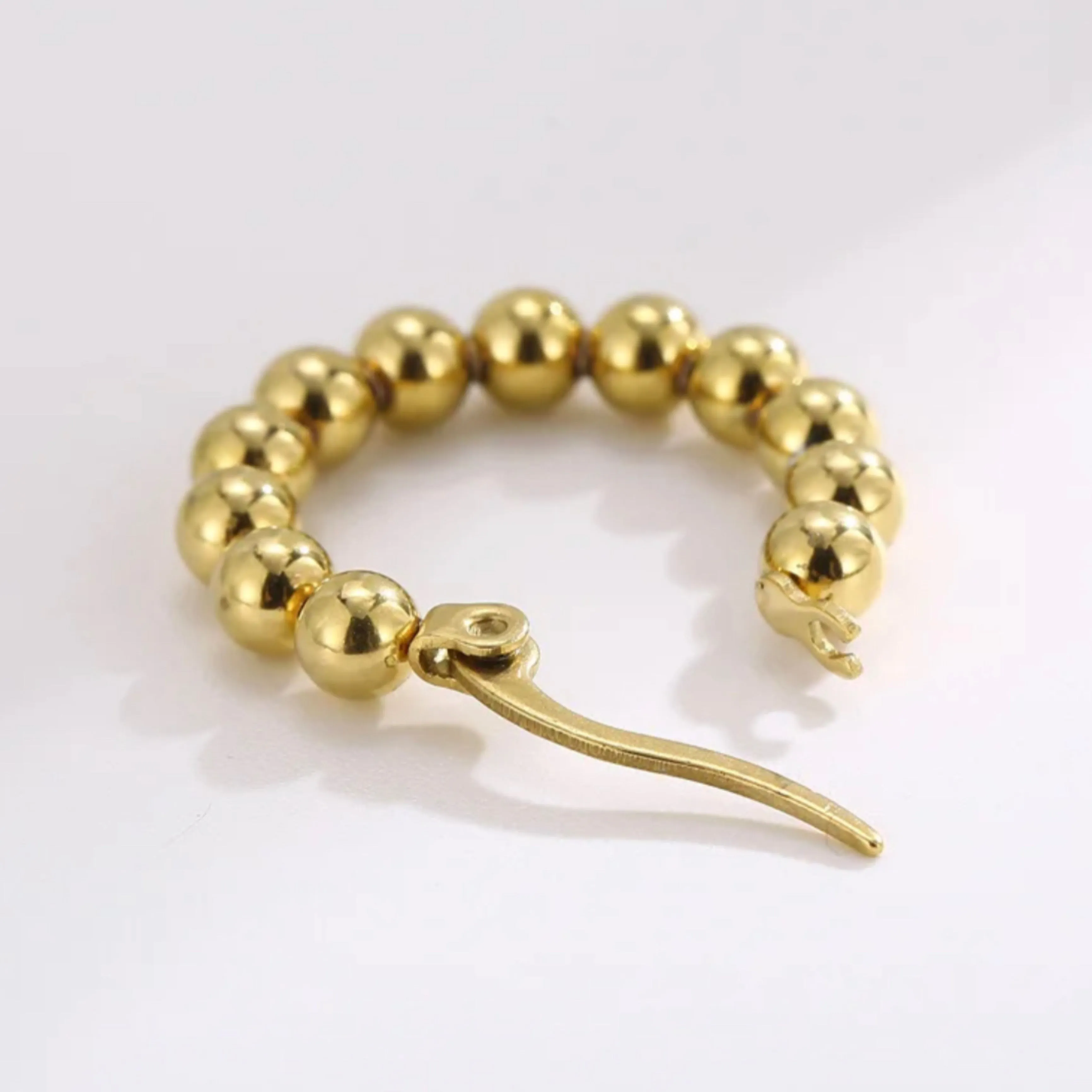 Stainless Steel Beads Hoop Earrings - Gold and Silver