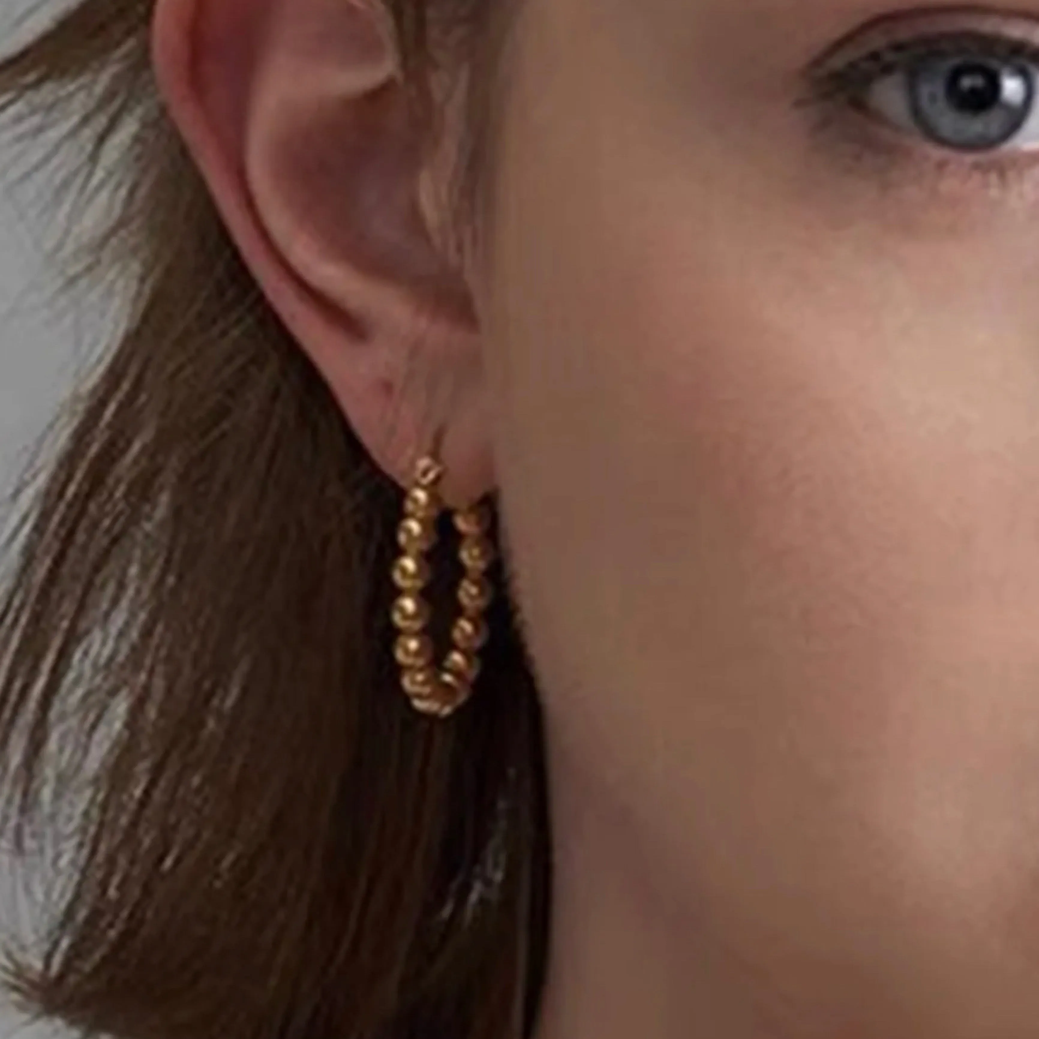 Stainless Steel Beads Hoop Earrings - Gold and Silver