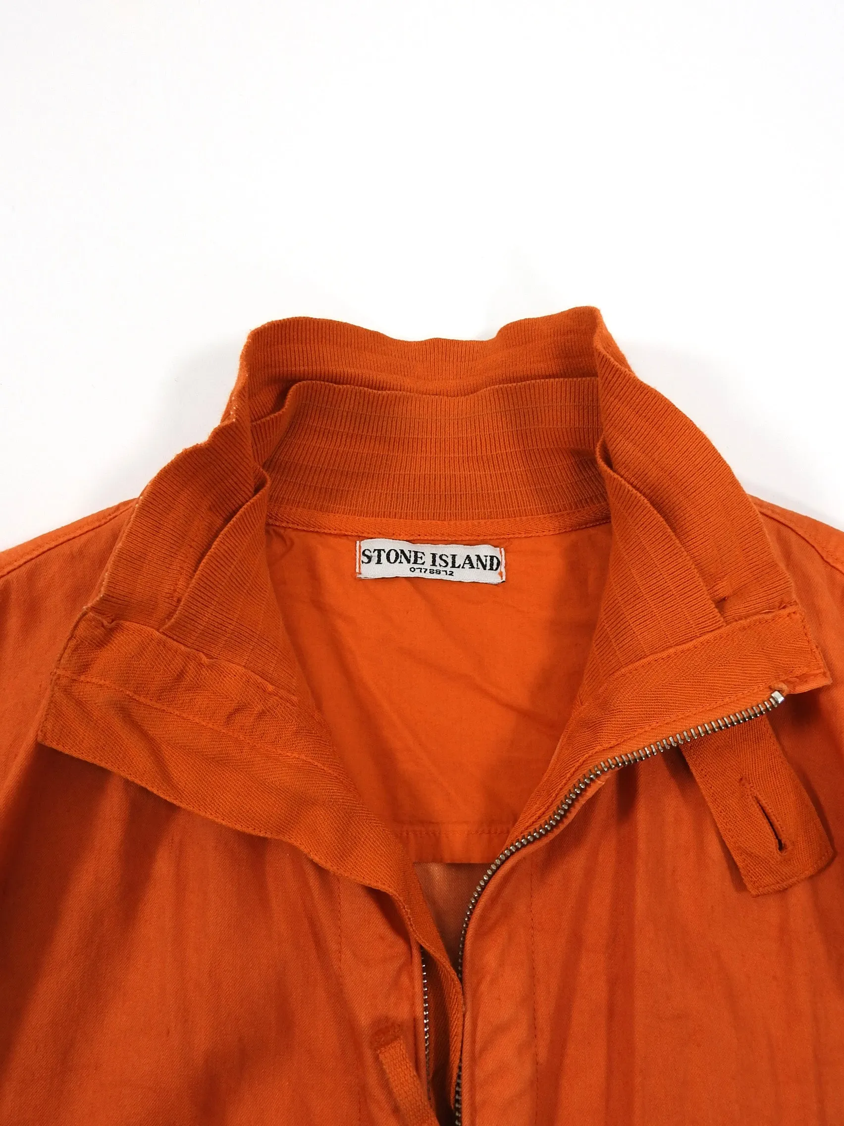 Stone Island Orange Canvas Zip Up Jacket - L