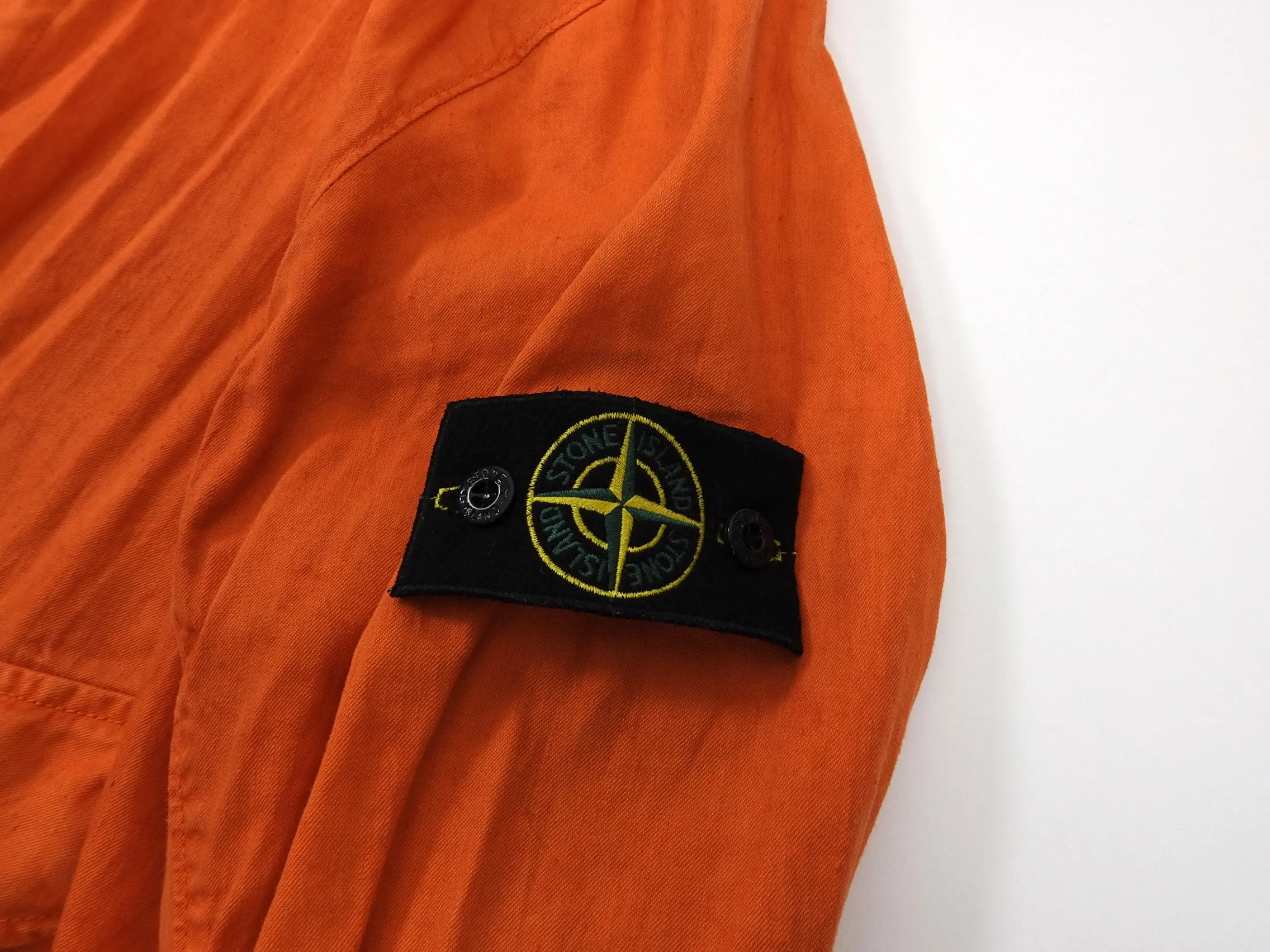 Stone Island Orange Canvas Zip Up Jacket - L