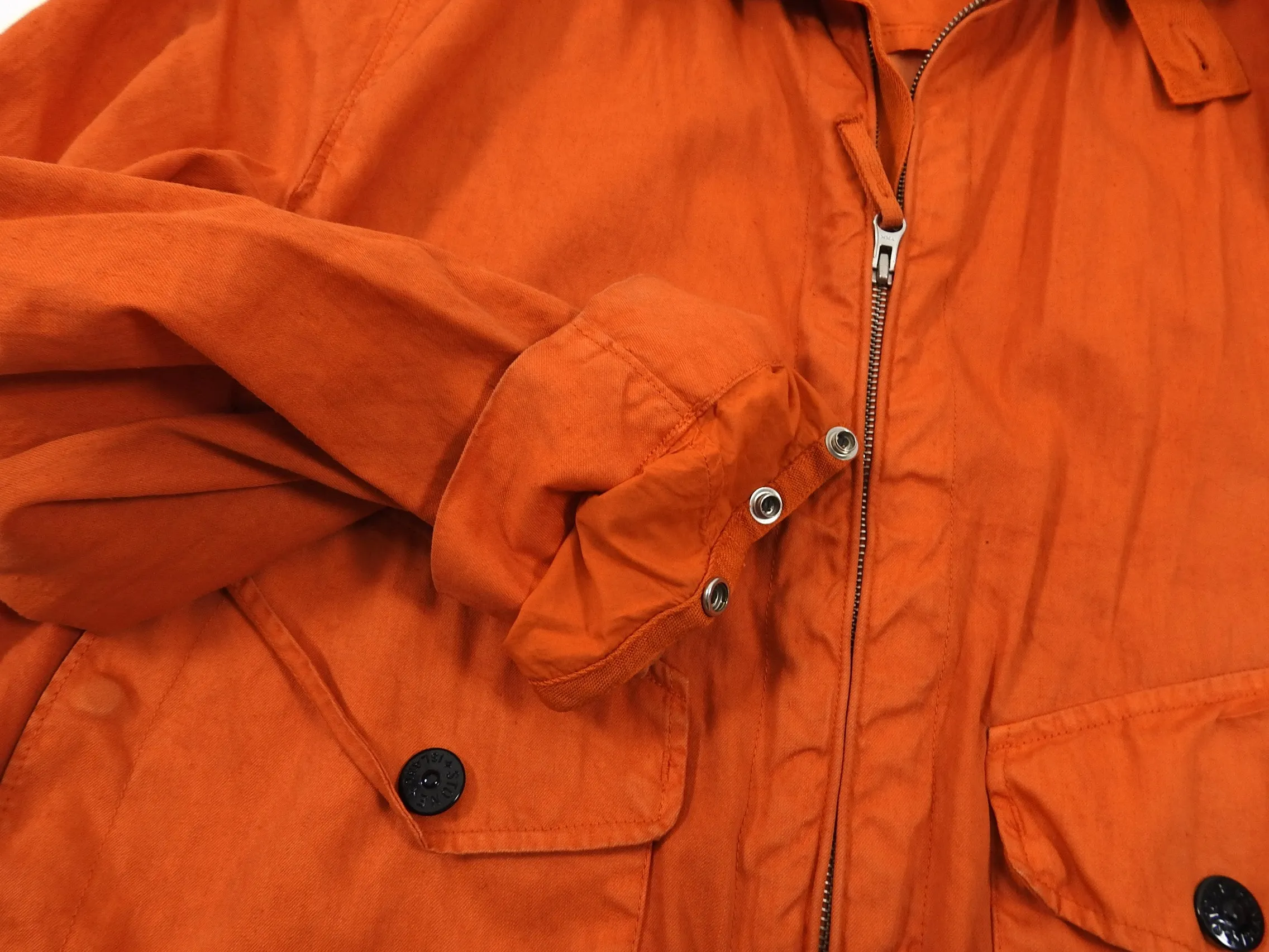 Stone Island Orange Canvas Zip Up Jacket - L