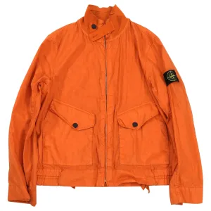 Stone Island Orange Canvas Zip Up Jacket - L