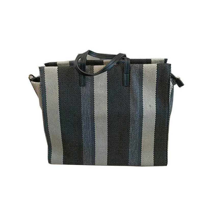 Striped Shoulder Canvas Bag