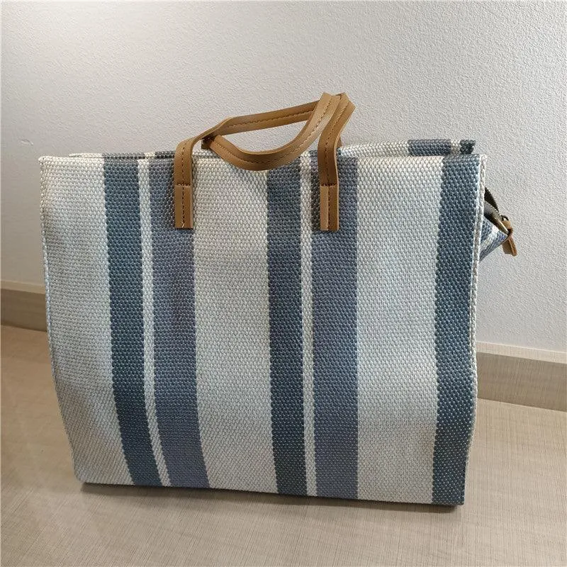 Striped Shoulder Canvas Bag