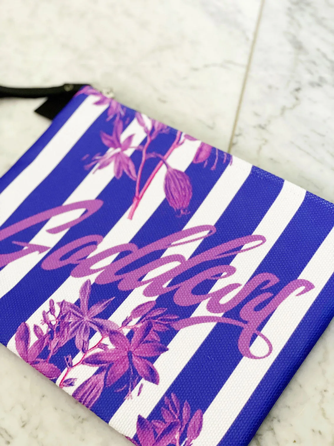 Stripes and Florals Purple Pouch Sample