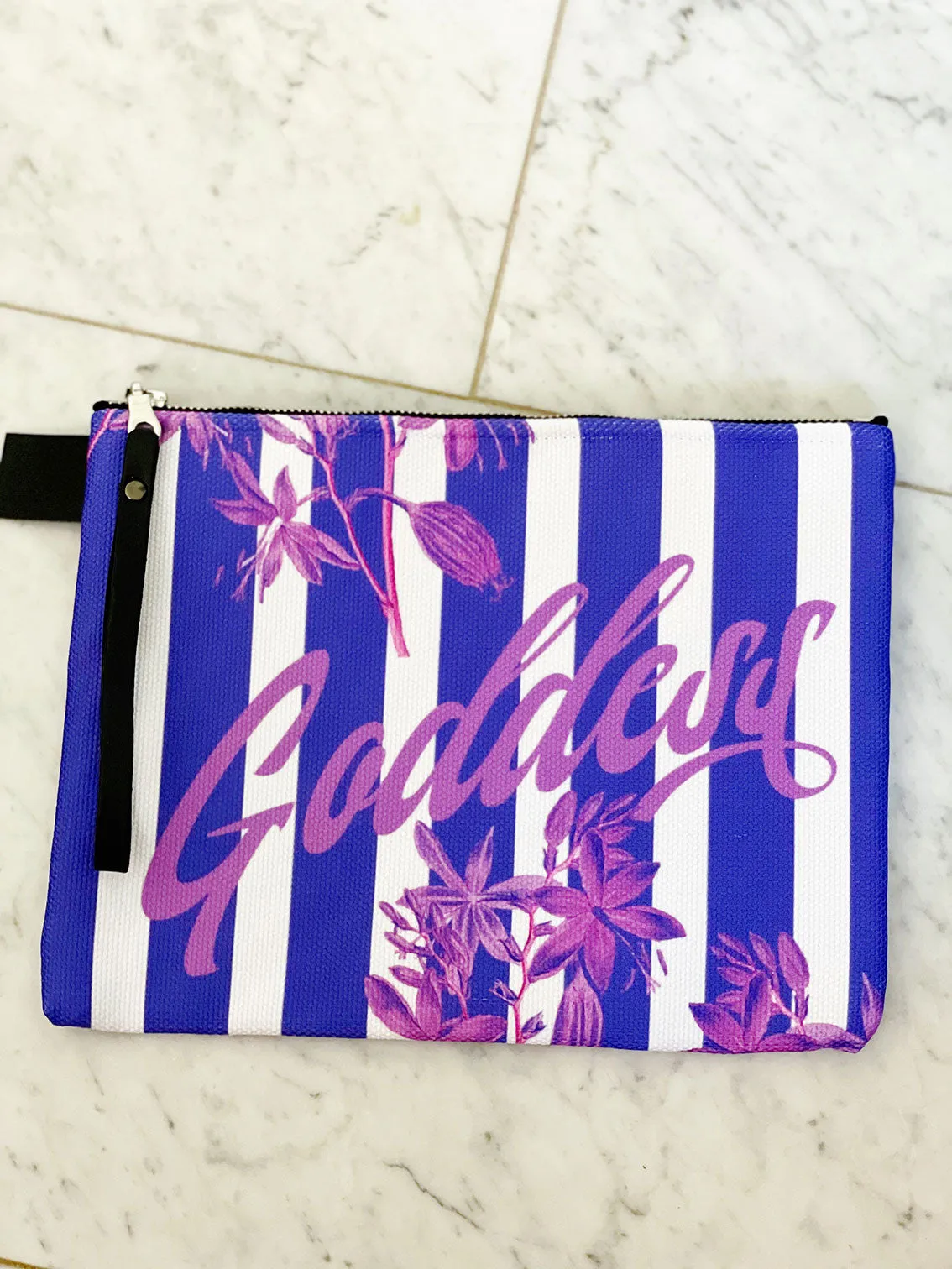 Stripes and Florals Purple Pouch Sample