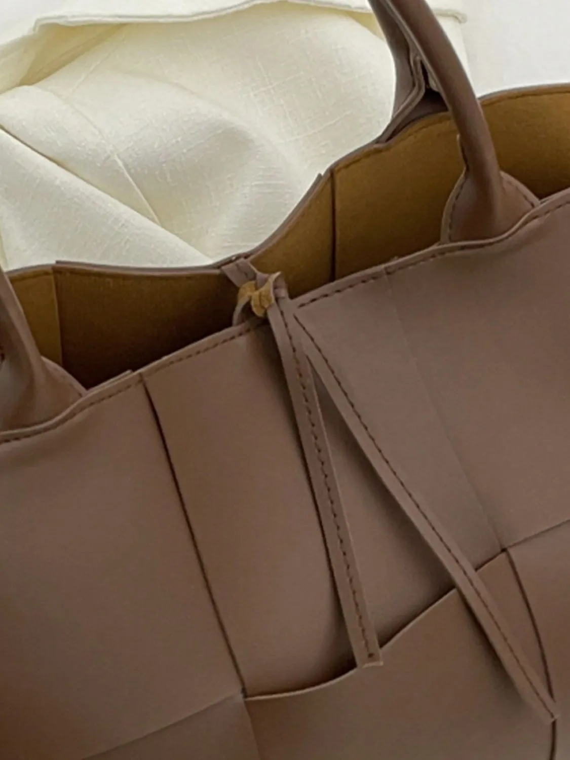 Stylish PU leather woven handbag and Clutch Set