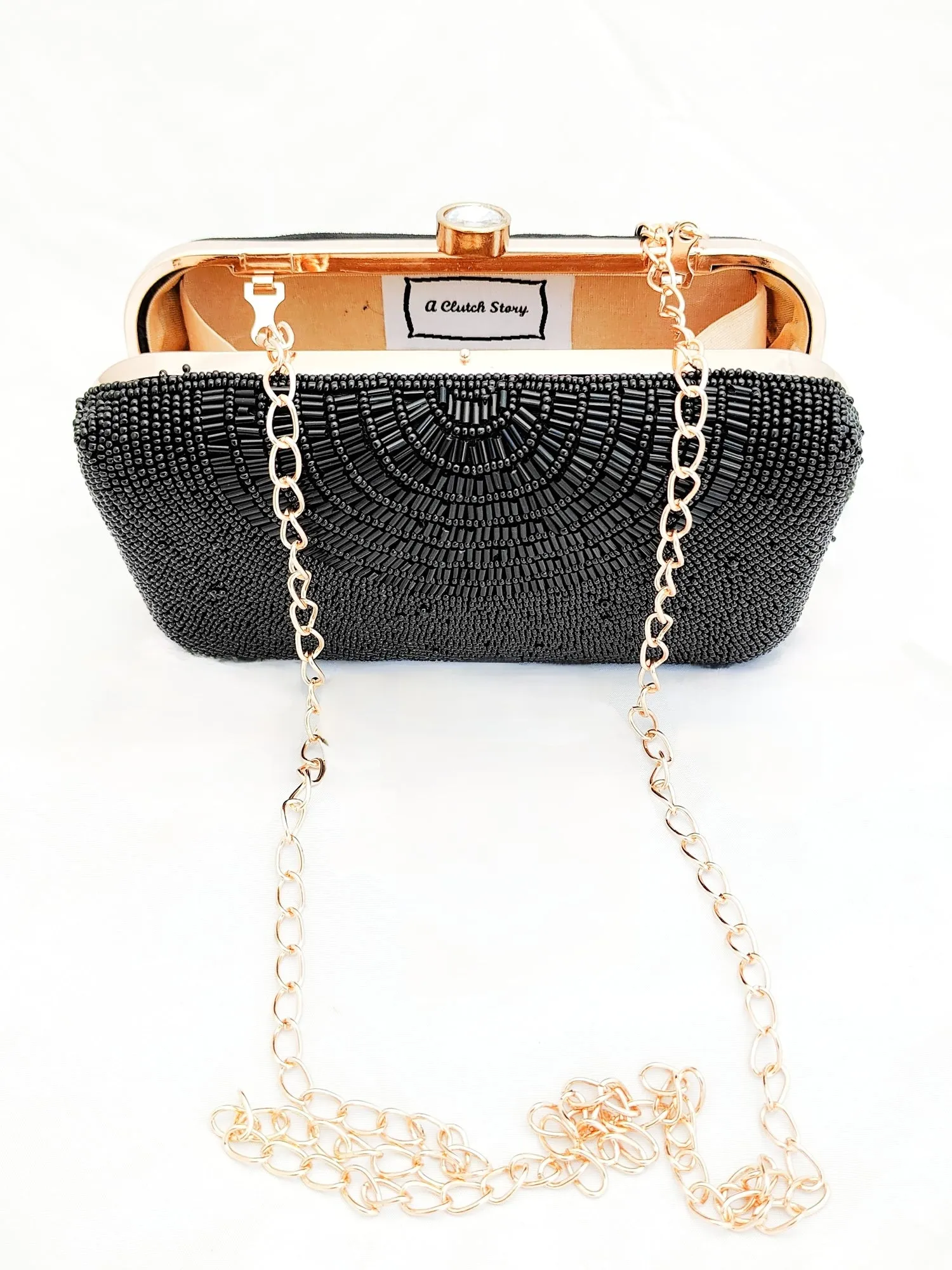 Sunny Leone Black Beaded Cleopatra Clutch