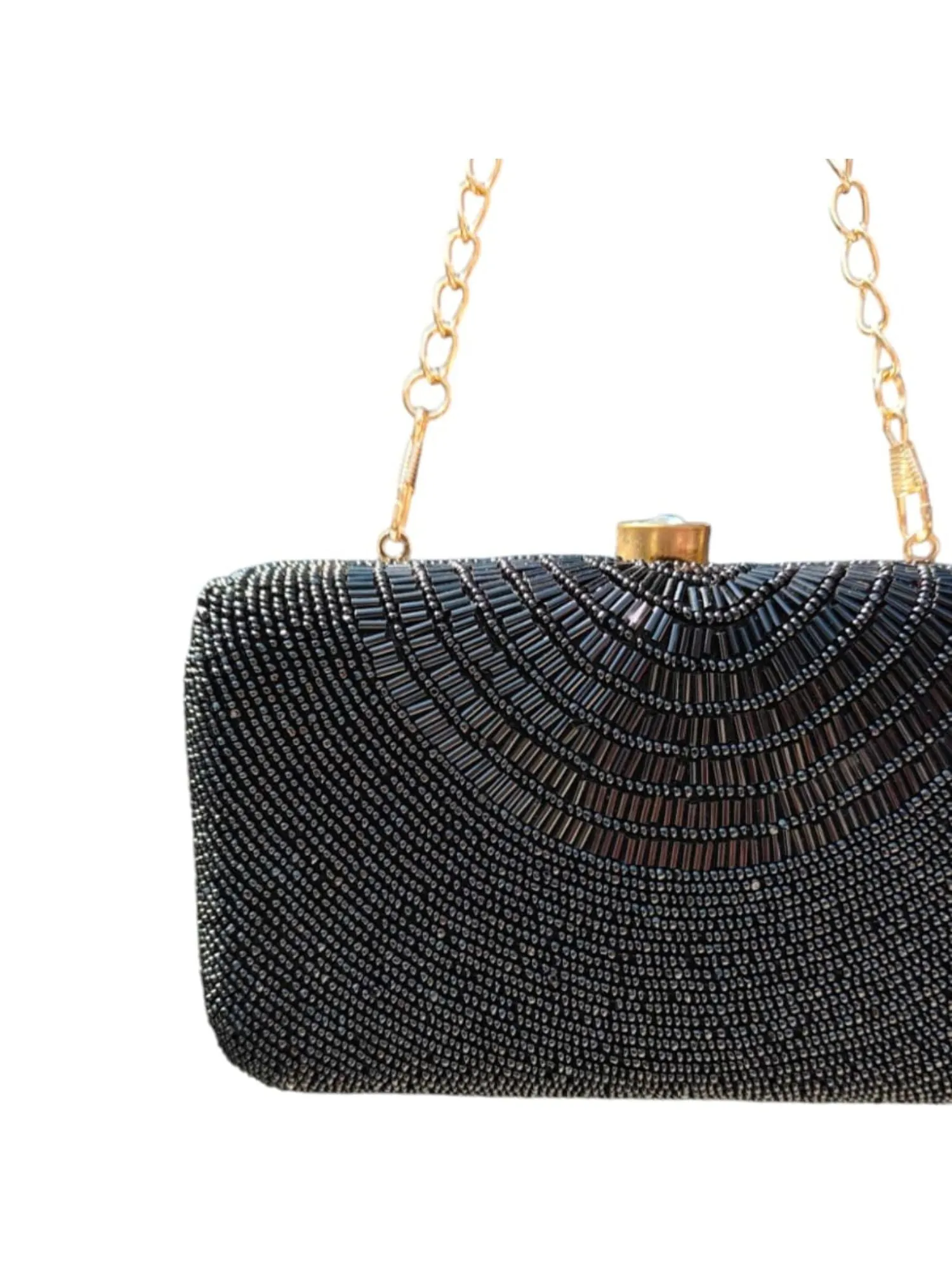 Sunny Leone Black Beaded Cleopatra Clutch