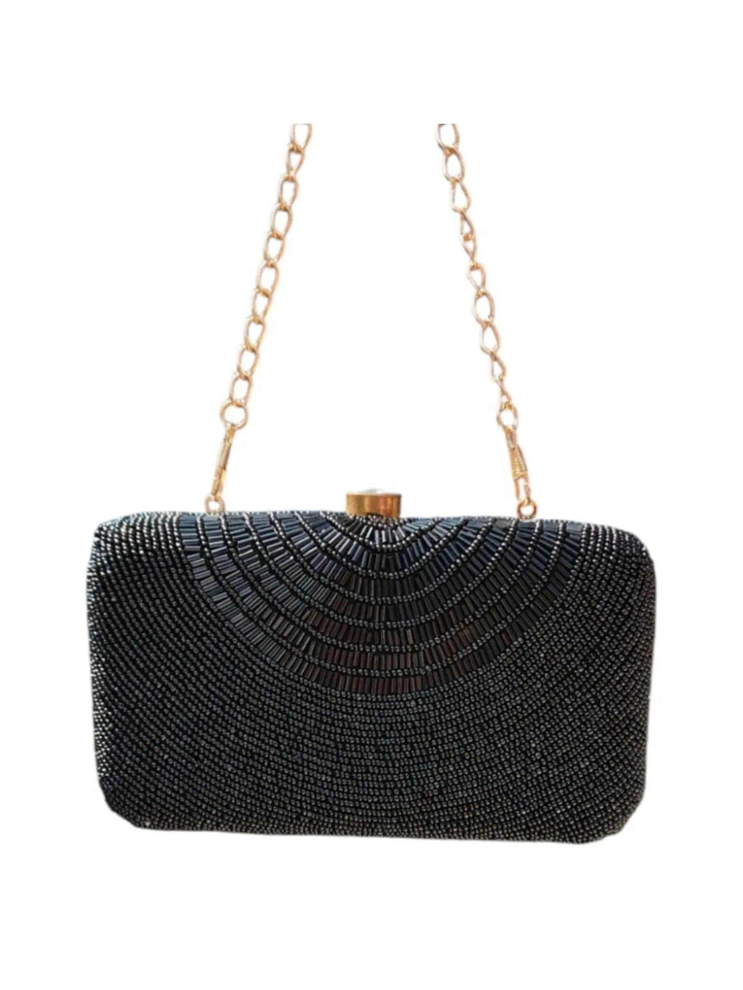 Sunny Leone Black Beaded Cleopatra Clutch