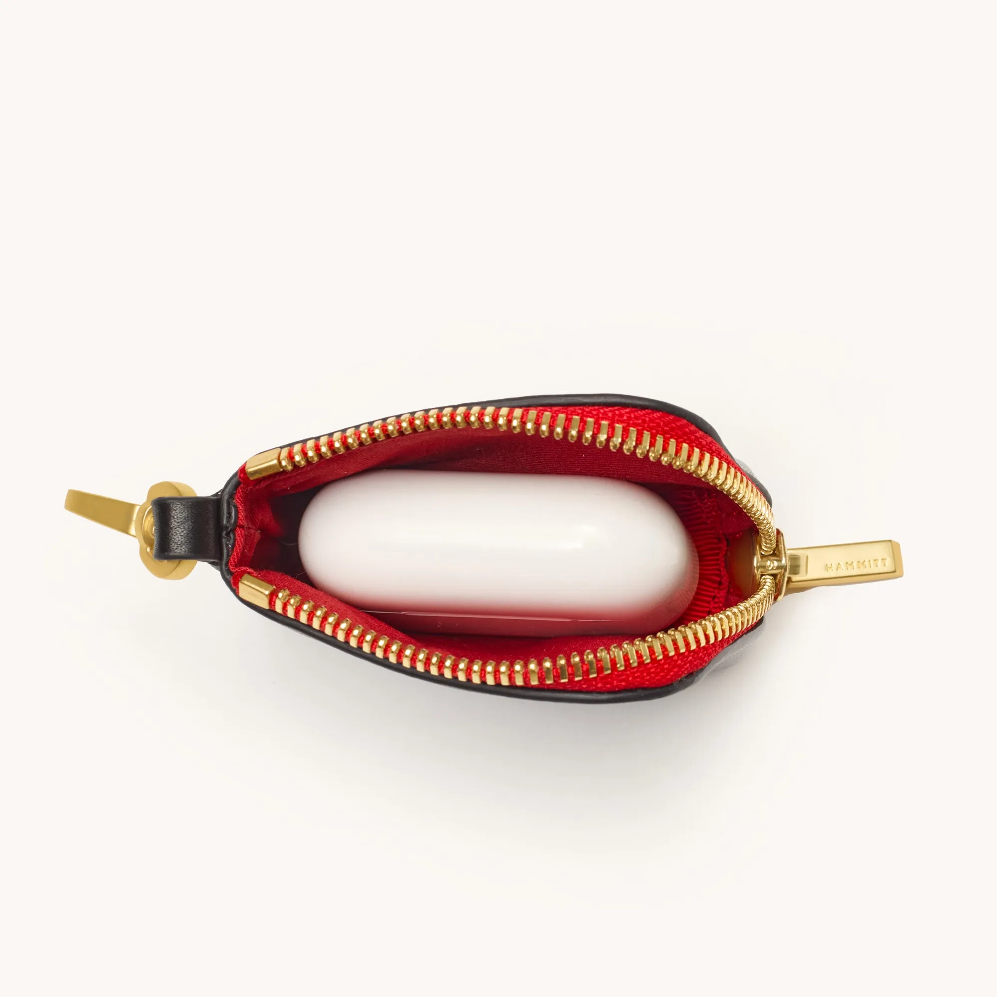 Syd Pouch | Black/Brushed Gold Red Zip