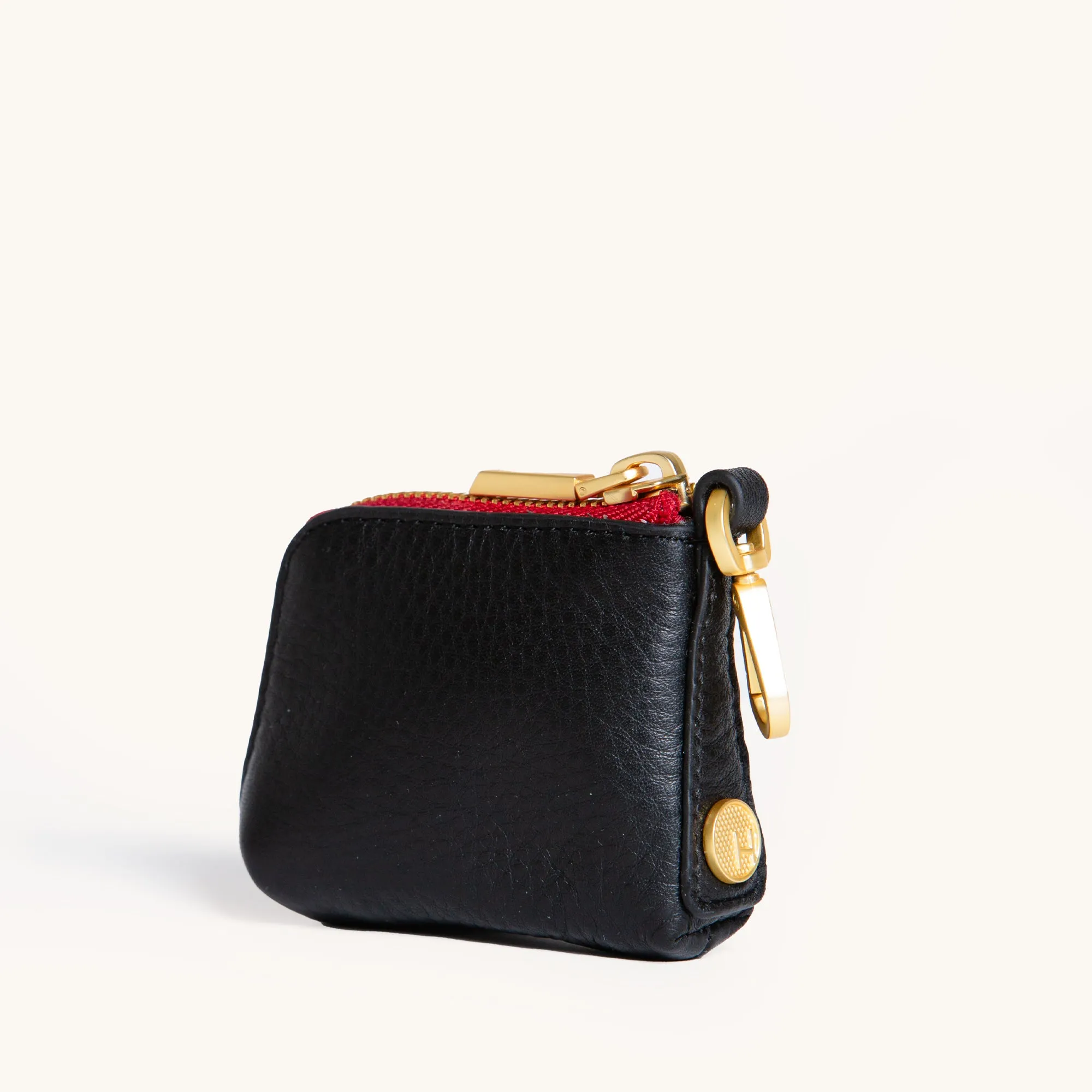 Syd Pouch | Black/Brushed Gold Red Zip