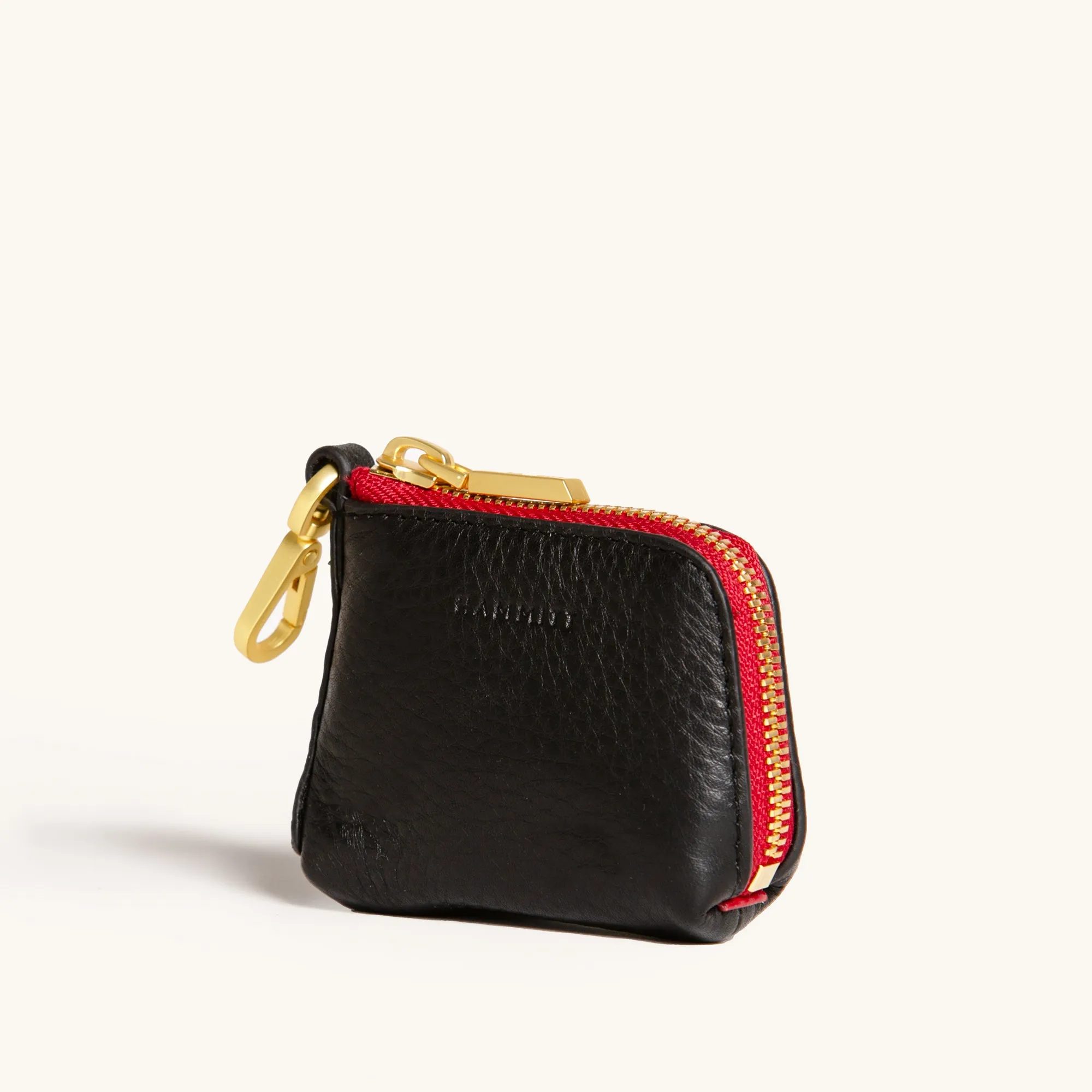 Syd Pouch | Black/Brushed Gold Red Zip