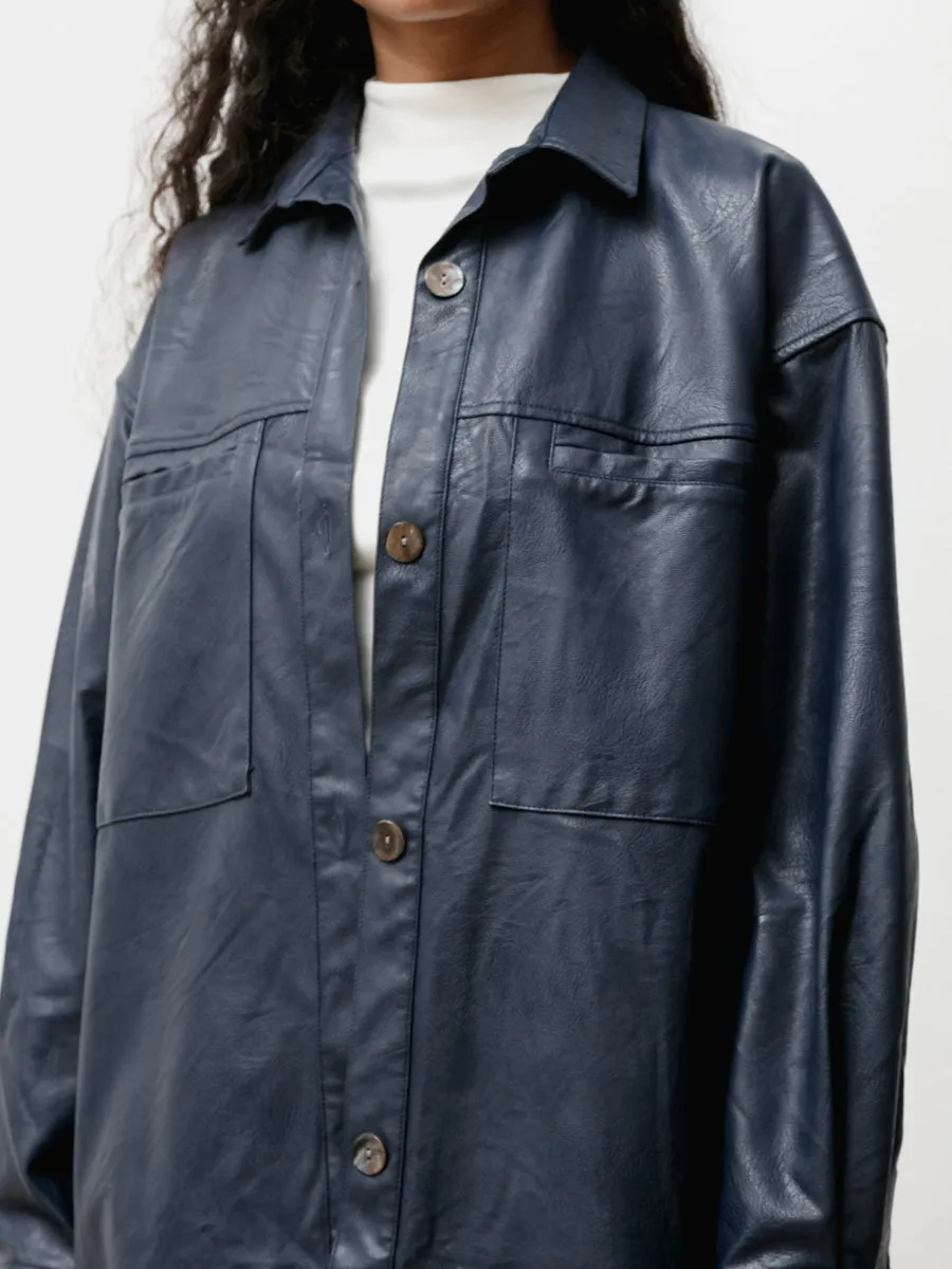 the overshirt - vegan leather blue nile