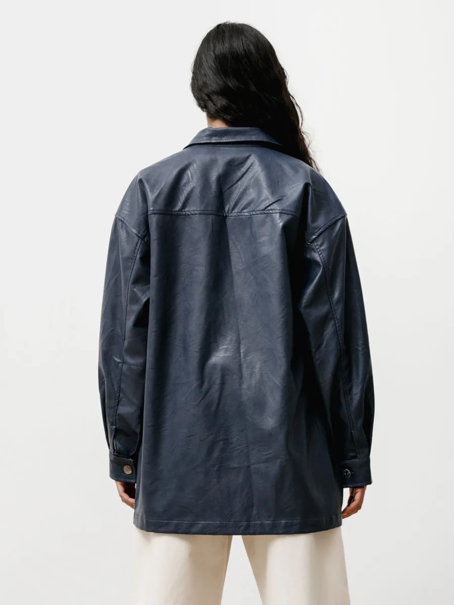 the overshirt - vegan leather blue nile