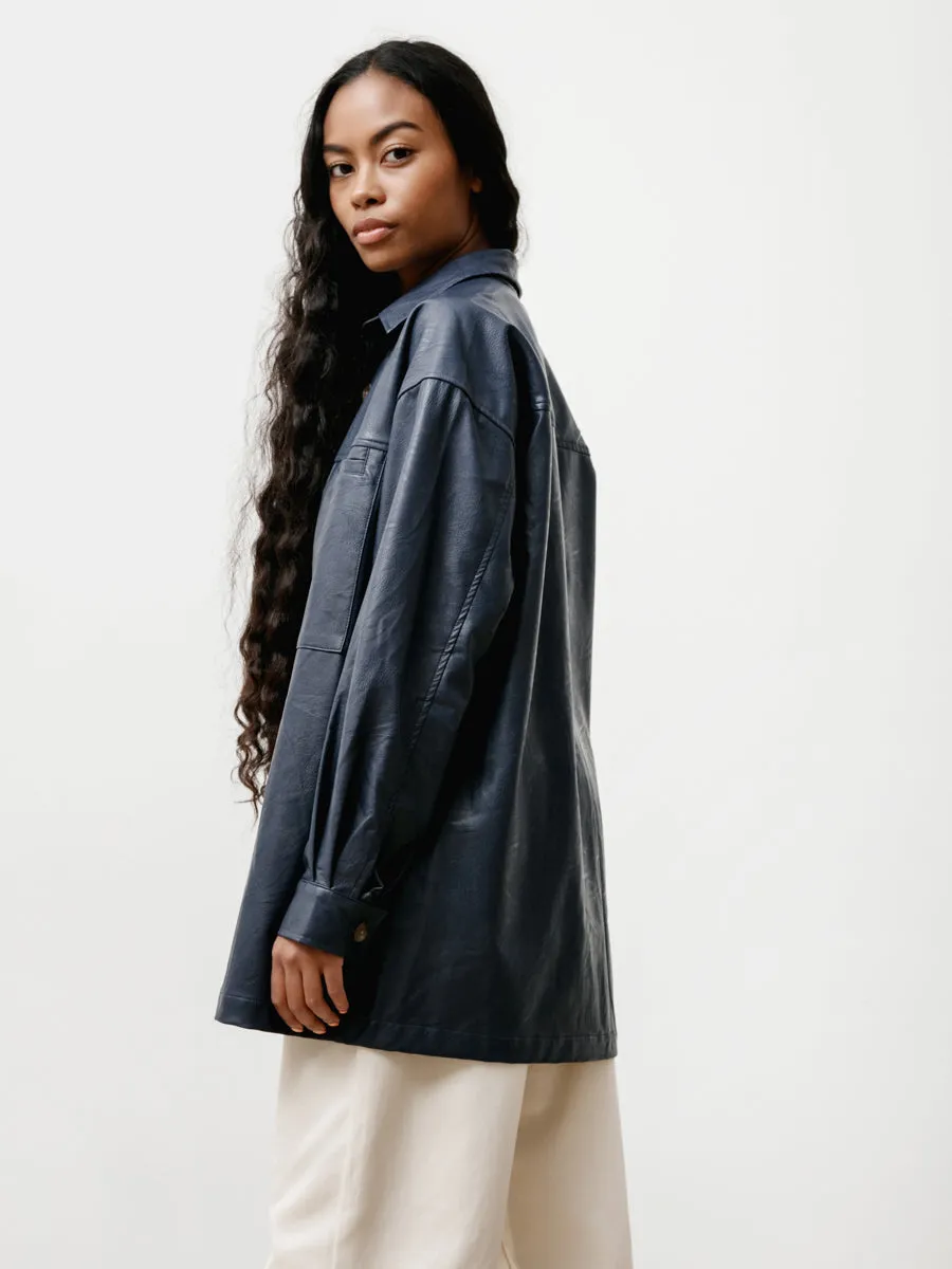 the overshirt - vegan leather blue nile