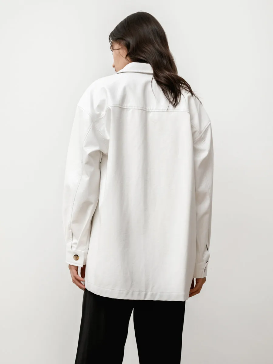 the overshirt - vegan leather snow
