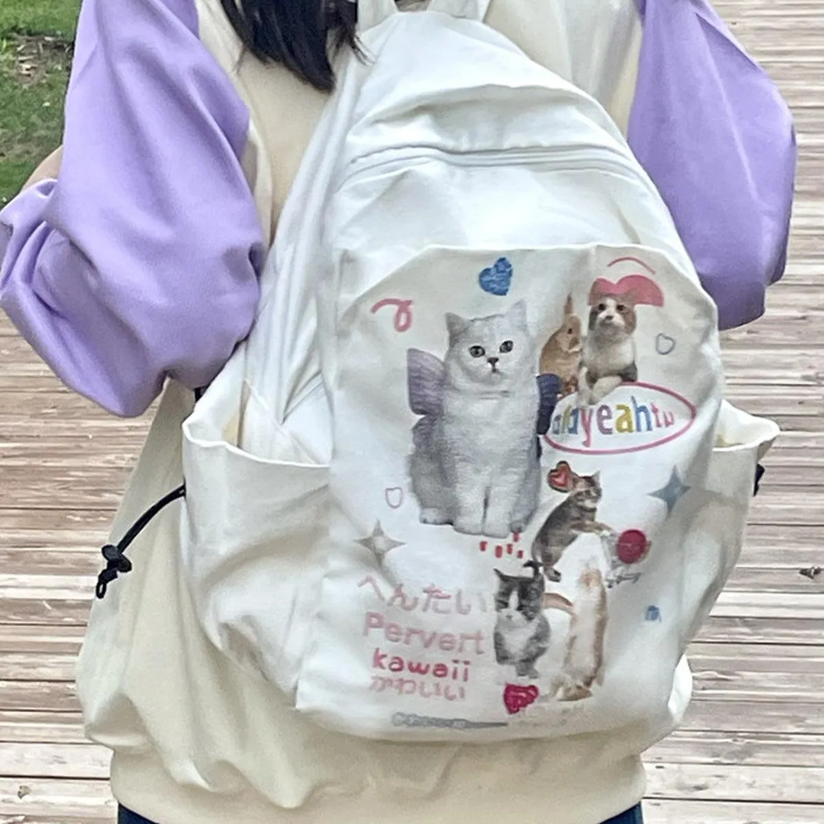 themeisles Kawaii Cats Backpack Weirdcore Aesthetic