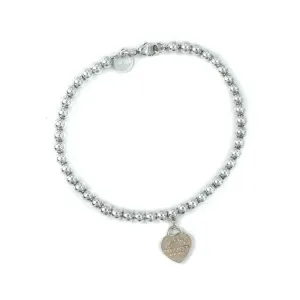 Tiffany & Co Return to Tiffany Rubedo Heart Tag Sterling Silver Beaded Bracelet - 17cm