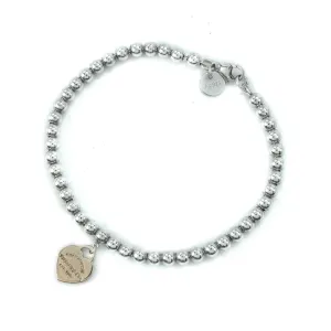 Tiffany & Co Return to Tiffany Rubedo Heart Tag Sterling Silver Beaded Bracelet - 17cm