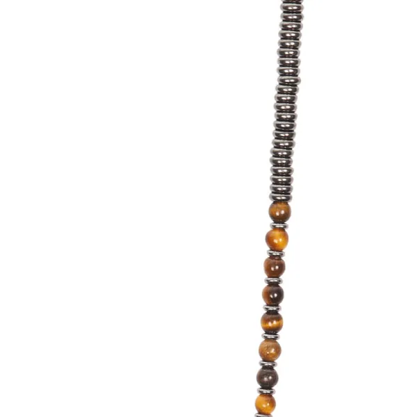 Tiger´s Eye Stone Beaded Necklace with Black PVD beads