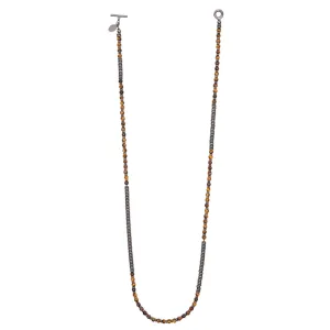Tiger´s Eye Stone Beaded Necklace with Black PVD beads