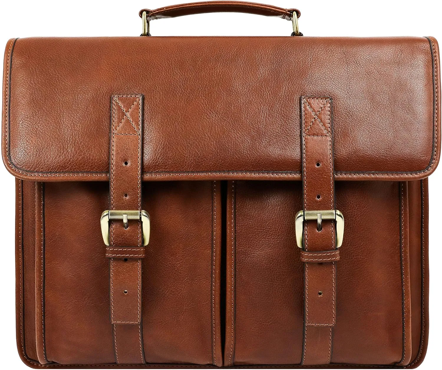 Time Resistance Leather Briefcase for Men Handcrafted in Italy Full Grain Messenger Bag