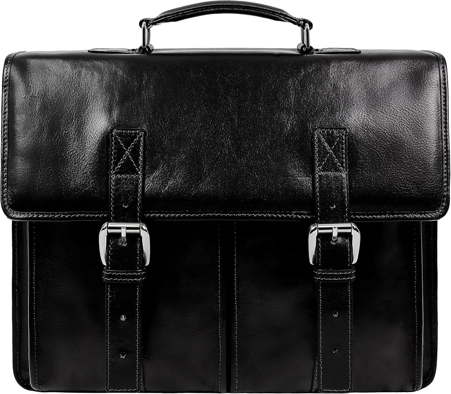 Time Resistance Leather Briefcase for Men Handcrafted in Italy Full Grain Messenger Bag