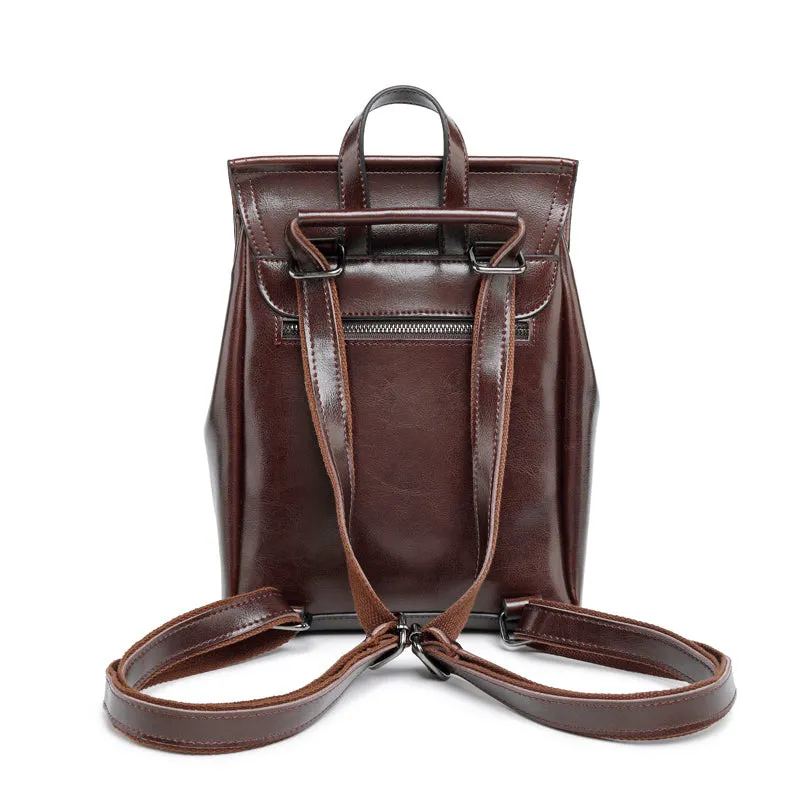 Top Grain Leather Backpack Women Travel Backpacks Natural Cowhide Leather Backpack Gift For Her
