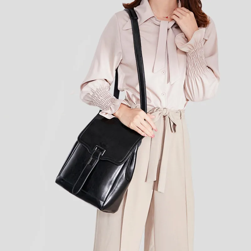 Top Grain Leather Backpack Women Travel Backpacks Natural Cowhide Leather Backpack Gift For Her