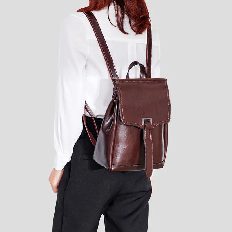 Top Grain Leather Backpack Women Travel Backpacks Natural Cowhide Leather Backpack Gift For Her