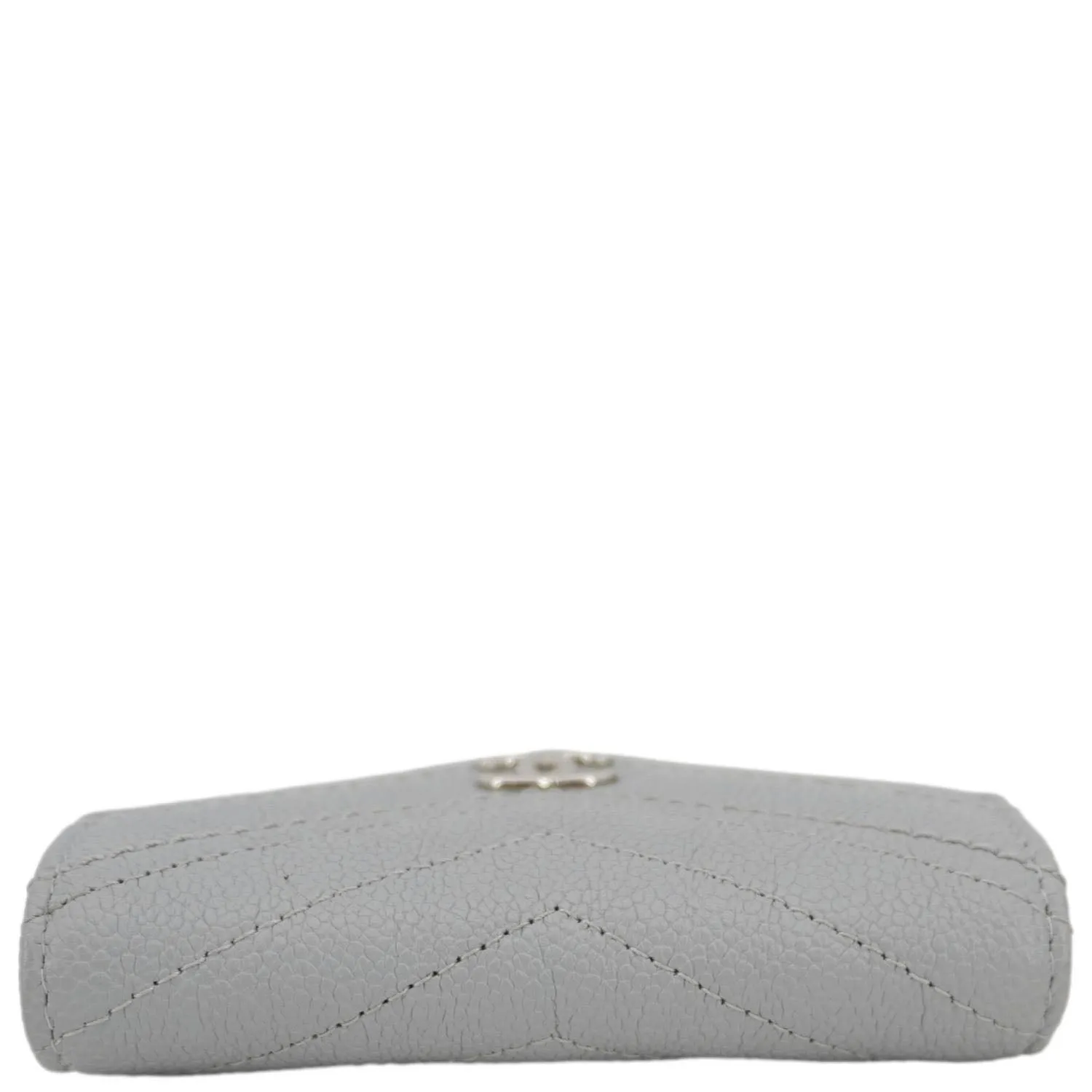 Top Quality Chanel Envelope Flap Chevron Caviar Leather Compact Wallet Grey