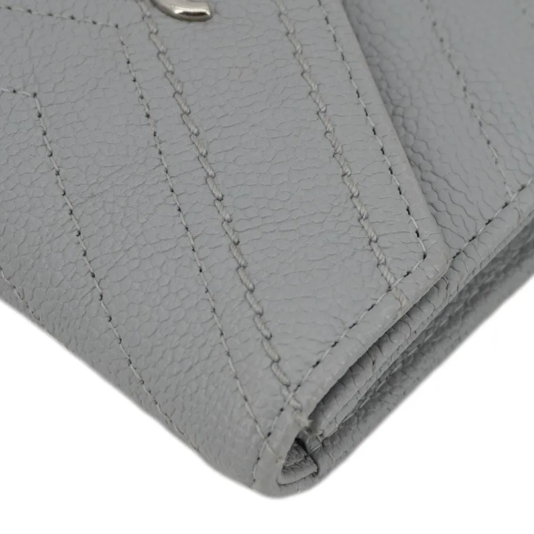 Top Quality Chanel Envelope Flap Chevron Caviar Leather Compact Wallet Grey