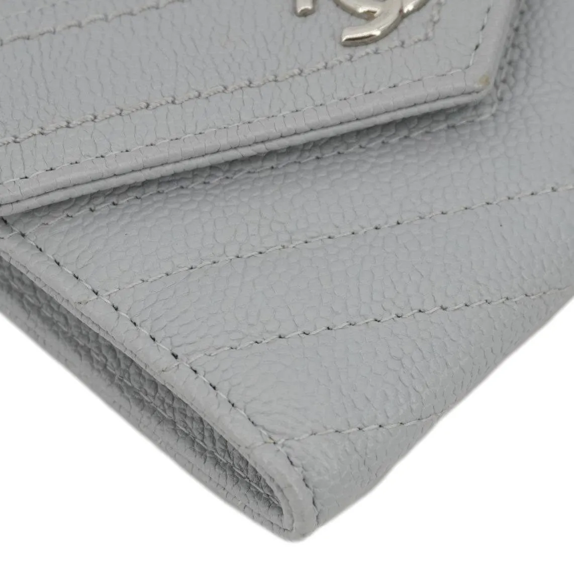 Top Quality Chanel Envelope Flap Chevron Caviar Leather Compact Wallet Grey