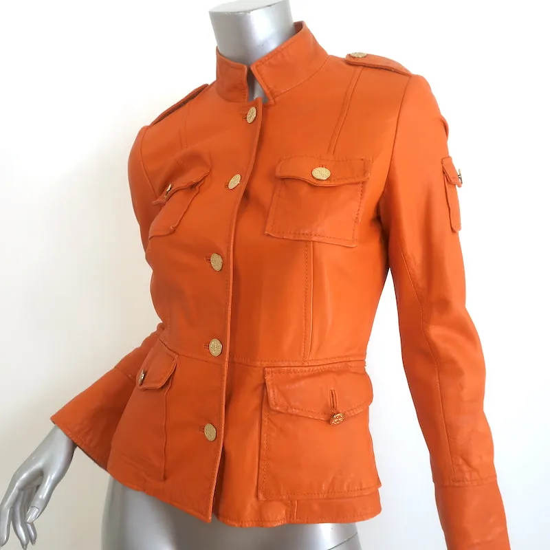Tory Burch Sgt. Pepper Leather Jacket Orange Size 4