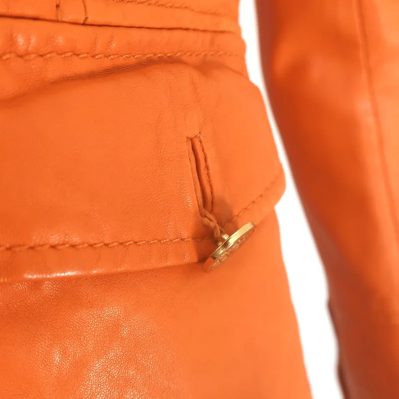 Tory Burch Sgt. Pepper Leather Jacket Orange Size 4