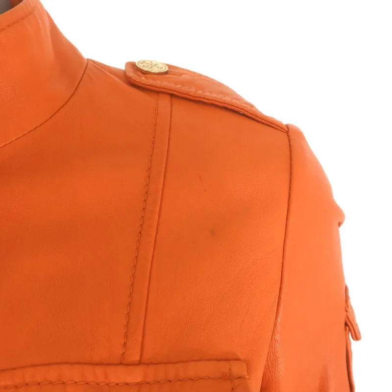 Tory Burch Sgt. Pepper Leather Jacket Orange Size 4