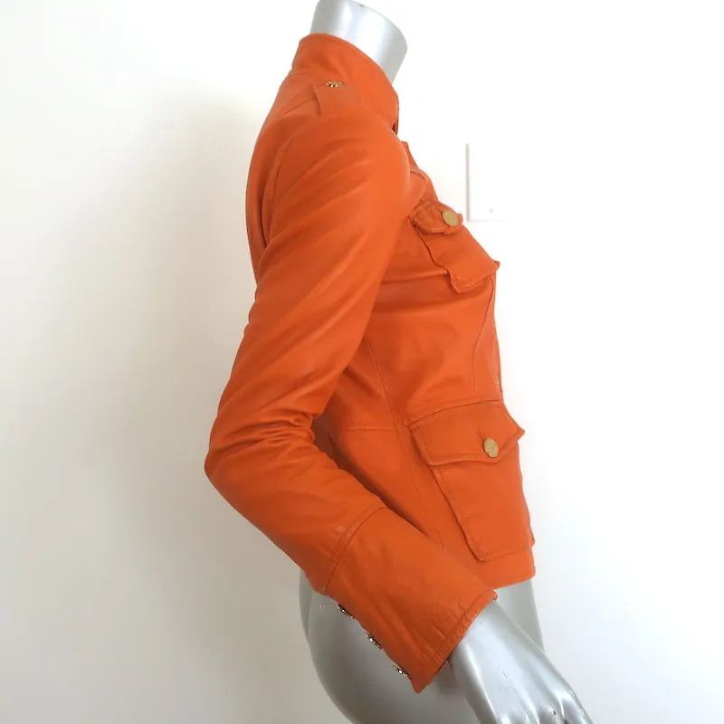 Tory Burch Sgt. Pepper Leather Jacket Orange Size 4