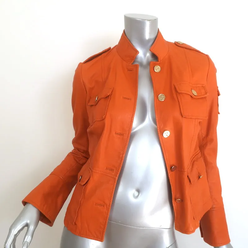 Tory Burch Sgt. Pepper Leather Jacket Orange Size 4