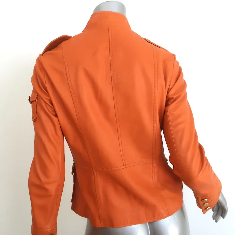 Tory Burch Sgt. Pepper Leather Jacket Orange Size 4