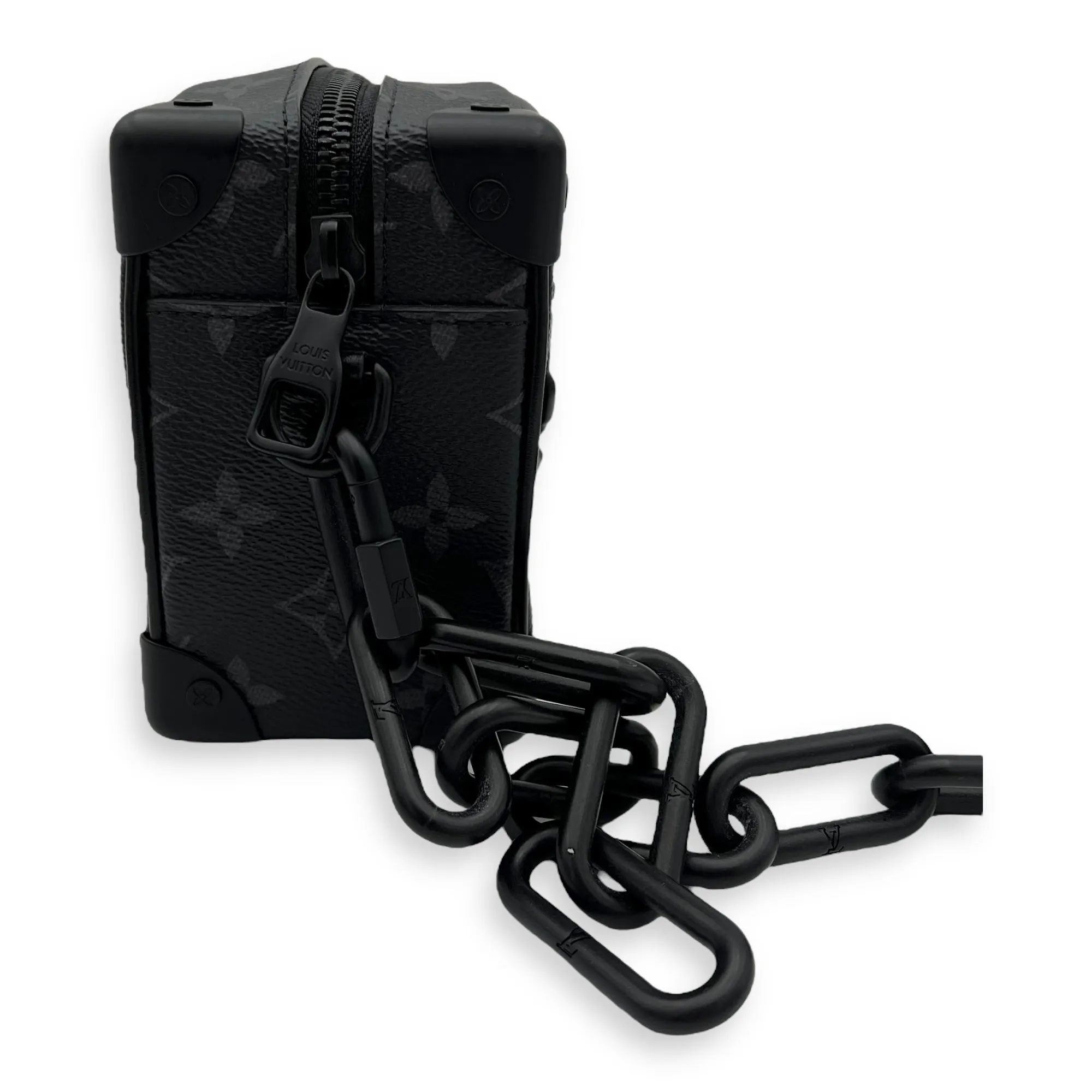 Trunk Shoulder Bag Black in Monogram Coated Canvas, Black hardware