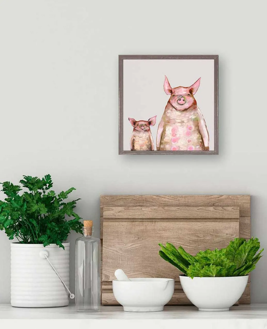 Two Piggies In A Row Mini Framed Canvas