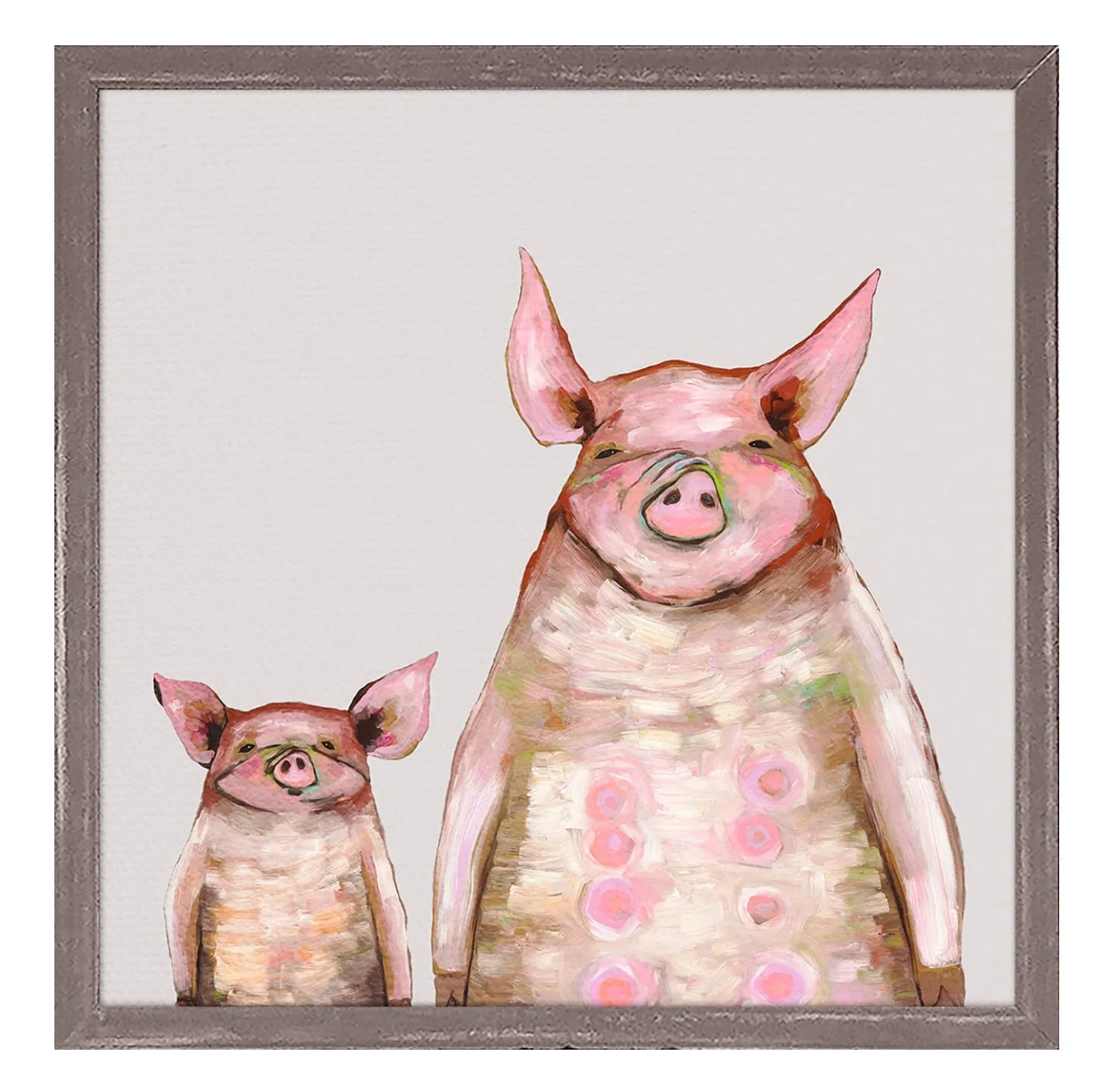 Two Piggies In A Row Mini Framed Canvas