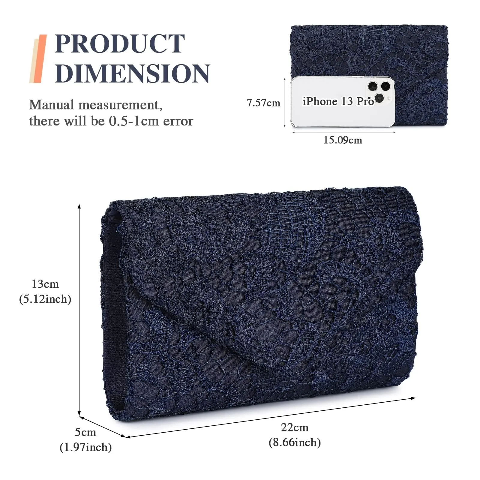 UBORSE Women's Elegant Floral Lace Evening Clutch Envelope Prom Handbag Wedding Purse
