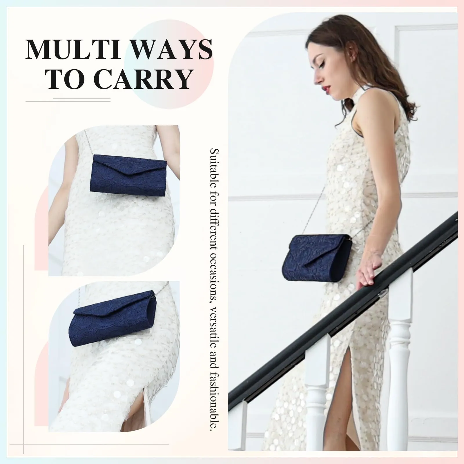 UBORSE Women's Elegant Floral Lace Evening Clutch Envelope Prom Handbag Wedding Purse